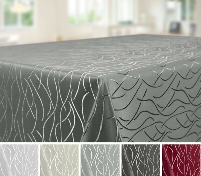 TISCHDECKE TAFELDECKE *Streifen-Wellen-Muster*Seiden-Glanz* Damast*Große Auswahl