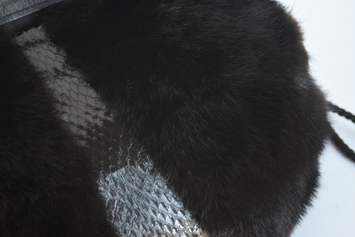 Vintage Fur Mink, Snakeskin & Leather Satin Lined Wristlet Purse/Muff Handwarmer - Picture 8 of 9