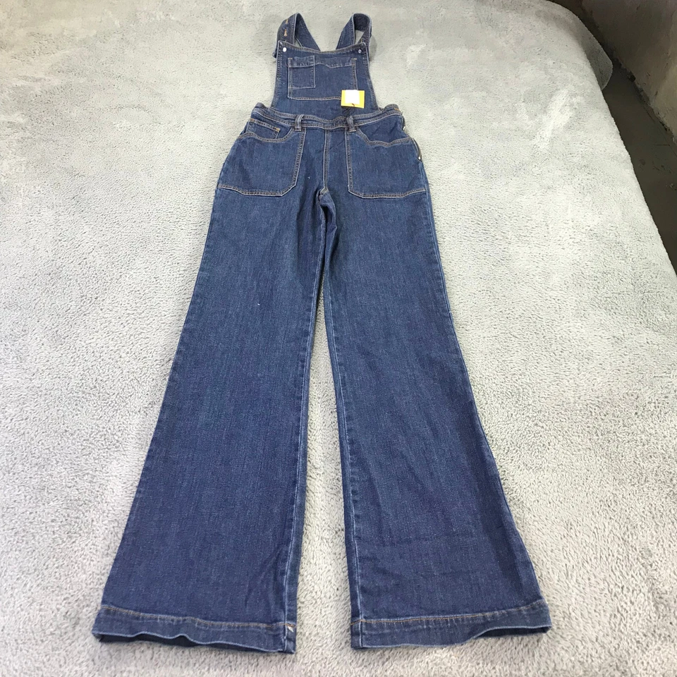 Macacão feminino LF Markey 2 ajustado flare Dungaree azul estilo anos 70 jeans geral - Imagem 2 de 4