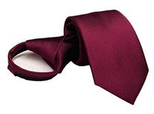 Mens Boys Skinny Zipper Tie Wedding Solid Color Easier One Size Wine Red