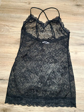 Victoria Secret size S Lace Chemise Slip Dress Nightgown Sheer Black