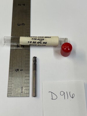 1 NEW HTC 1/8'' DIAMETER CARBIDE ENDMILL 110-4125. 4 FL SQ. STUB 1/4'' LOC  (D916)
