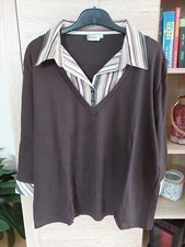 Schönes Blusen-Shirt braun  3/4-arm Gr. XXL