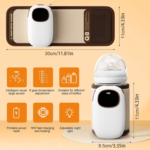 Scaldabiberon Portatile, 5000Mah Scaldabiberon Elettrico Da Viaggio, 6 Livelli T - Foto 5 di 12