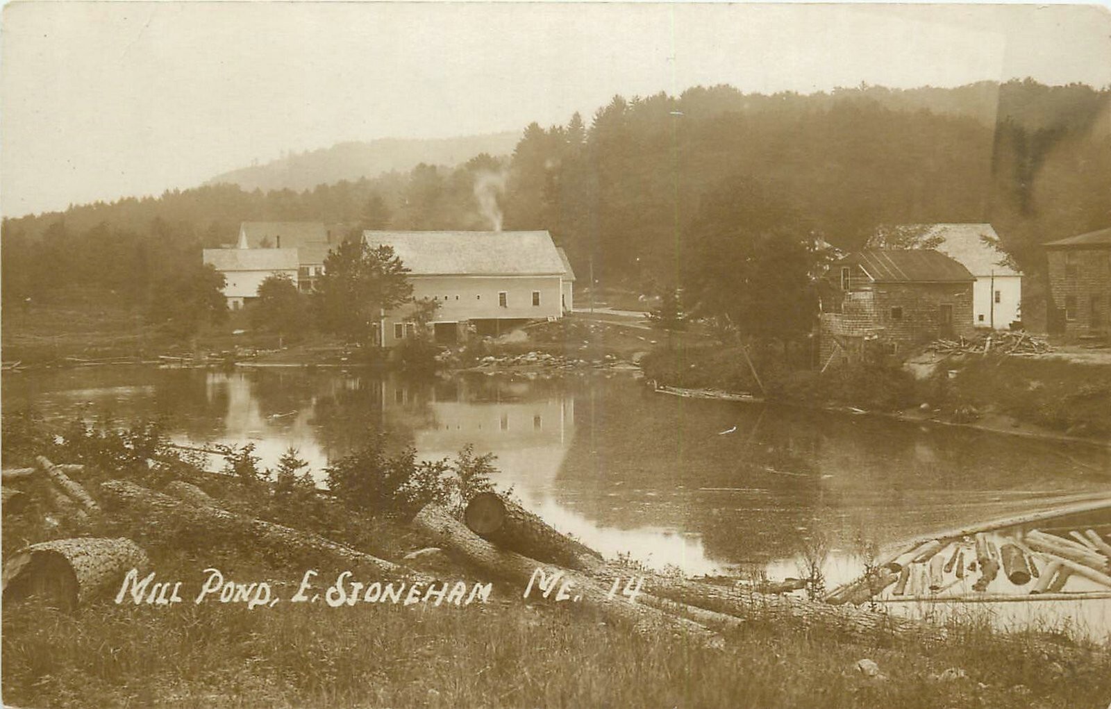 c1910 Stoneham Maine Mill Pond Eastern Illustrated RPPC Postcard 25-1478