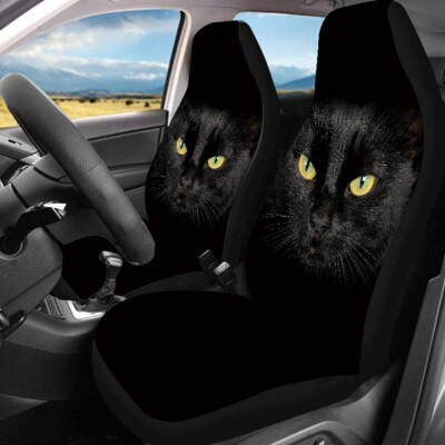 Car Seat Cover Black Cat Pattern Breathable Cushion Protector For Front 2 Seat 