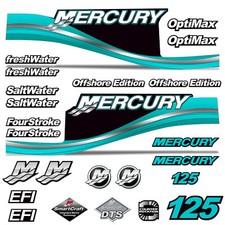 Mercury 125 Four 4 Stroke Decal Kit Outboard Engine Graphic Motor Merc TEAL
