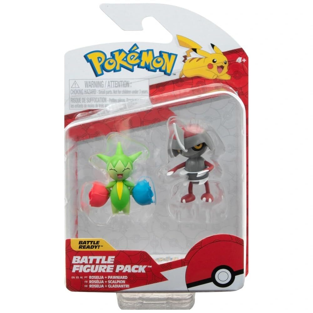 Pokemon Battle Figure 2-Pack Roselia and Pawniard 3-Inch Mini Figures Brand New