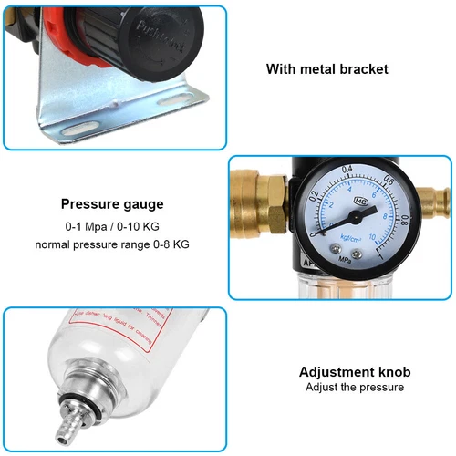 1/4" Druckluft Filter Wasserabscheider Druckminderer Ölabscheider Für Kompressor - Bild 8 von 11