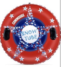 COMMOUDS Snow Tube, 47 Inch Large Inflatable Snow Sled with Handles, Double-Laye