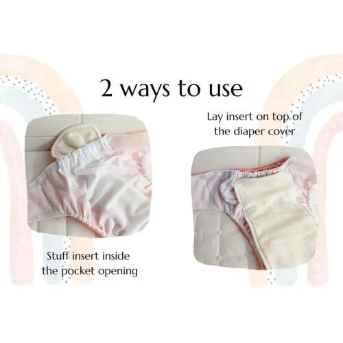 Wegreeco 3 Cloth Diapers Set With Inserts, Size S/M Adjustable snaps for sizing - Picture 8 of 9