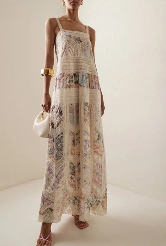 NWT Zimmermann Halliday Floral Lace Inset Cotton Slipdress Size 1 AU/6 US