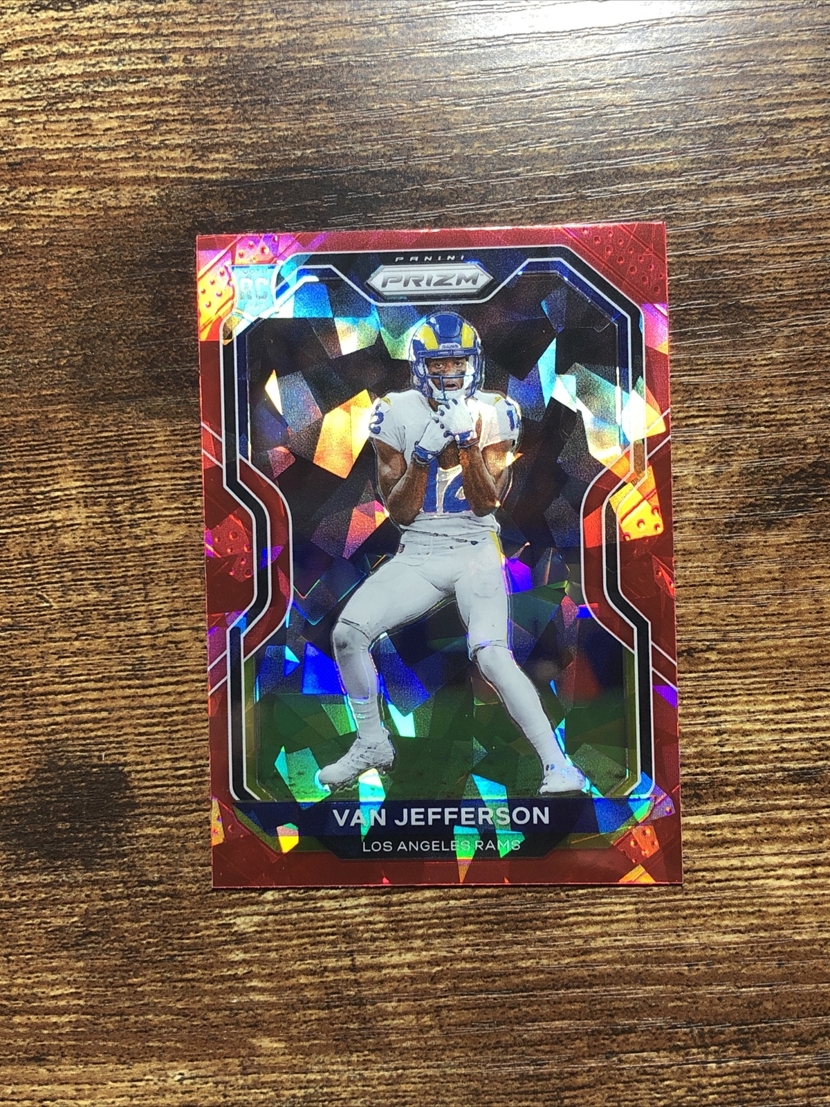2020 Panini Prizm Van Jefferson #377 Red Cracked Ice Prizm Rookie RC LA Rams