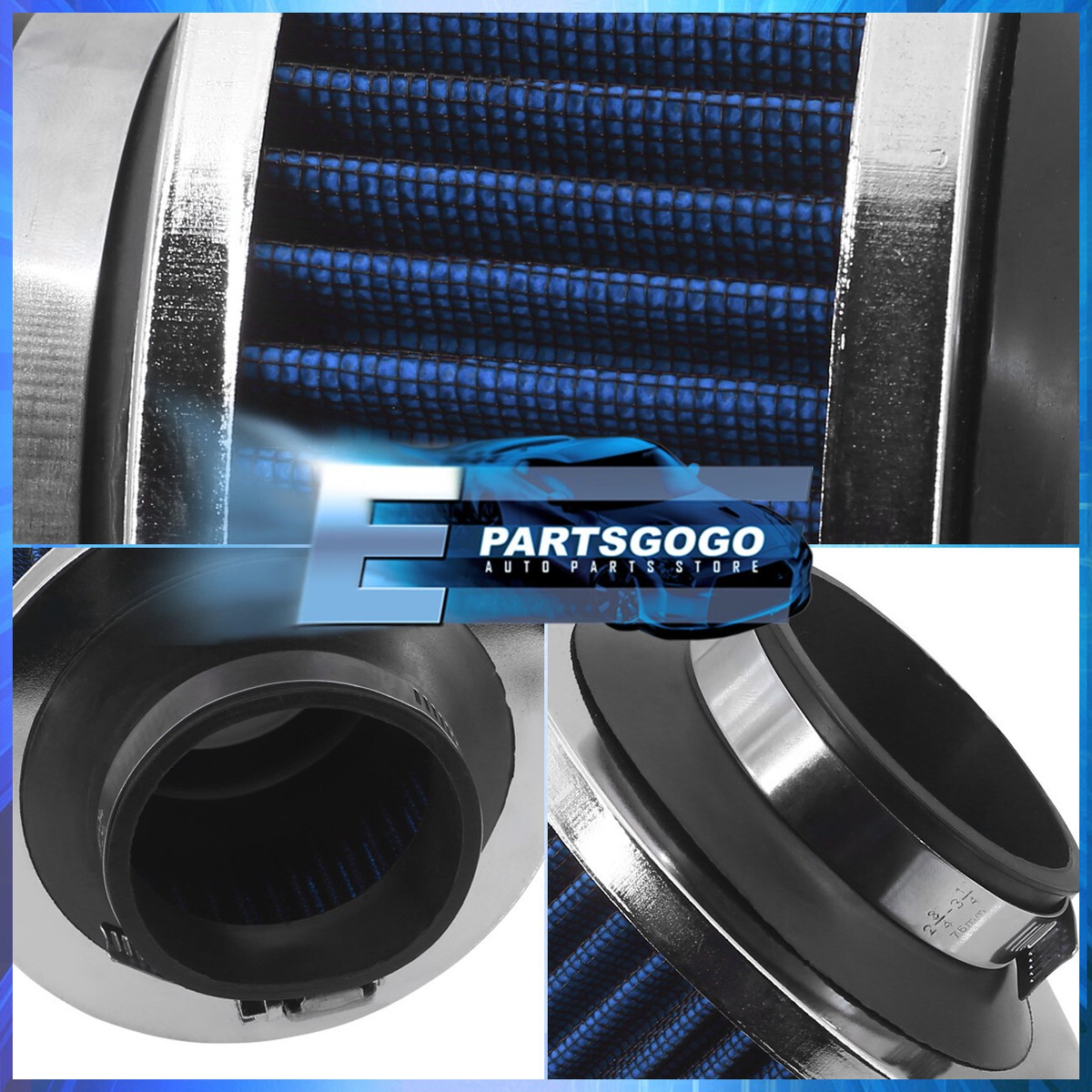 Universal 3 Bypass Valve Rubber High Flow Air Filter Blue Water Hydro Lock Valve Jdm