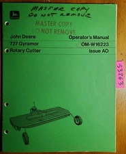 John Deere 727 Gyramor Rotary Cutter Mower Owner Operator Manual OM-W16223 A0 70
