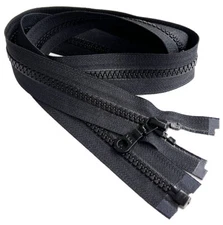 YKK #5 Molded Plastic Jacket Zipper with Donut Pull Separating Black 4" - 60"