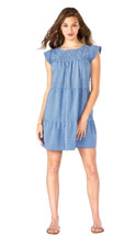 Maxwell & Geraldine The Rose Smocked Bodice Angel Sleeved Dress Size Small Blue