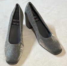 Mootsies Tootsies Fabric Platform Block Chunky Size 8 Siver Slip On Worn Once