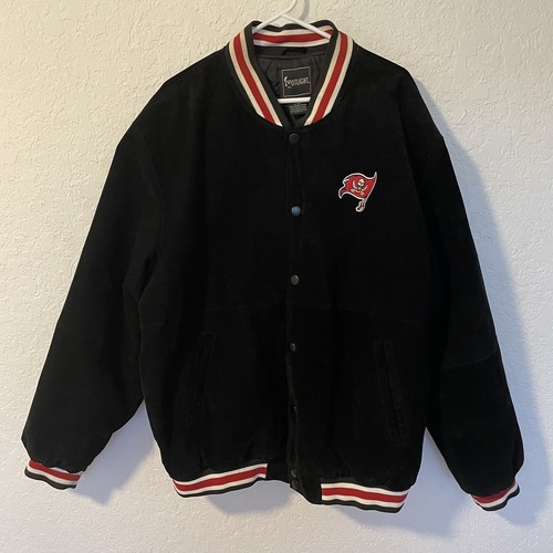 Tampa Bay Buccaneers Mens NFL Suede Leather Jacket 2XL Spotlight Black Red - Picture 7 of 12