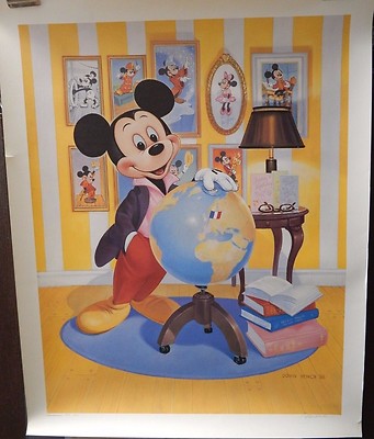 John Hench Signed Mickey Mouse 25x31 Lithograph 60th Anniversary Poster LE 4200