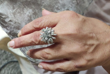 Size 7 1/2 Quarts Crystal 925 Sterling Silver cluster Ring