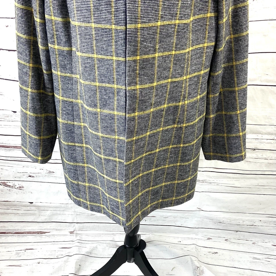 Chaqueta Kasper Mujer’s 16 Gris/Amarillo Larga Frente Abierto Mangas Largas Usada en Excelente Condición Foto 3 de 4