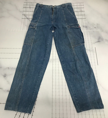Vintage Cotler Jeans Mens 33 Medium Blue Paper Bag Baggy Pockets Y2K Cotton