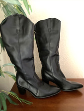BOOTS Women's Knee High Fashion 2 3/4" heel pull-on Blk 8.5 / 9 NEW