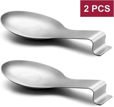 2 Pack Brushed Finished Stainless Steel Spoon Rest Spatula Kitchen Ladle Holder