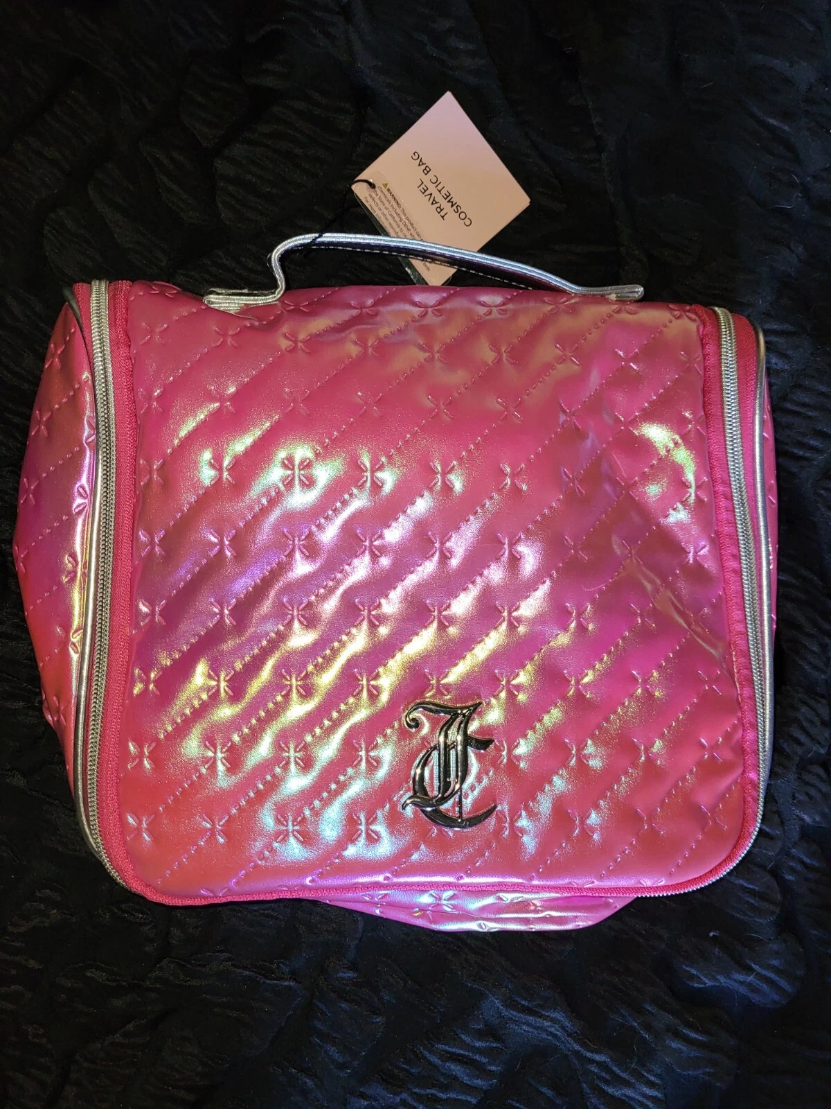 Juicy Couture Toiletries Bag Pink Iridescent Hanging Makeup Travel Organizer Set