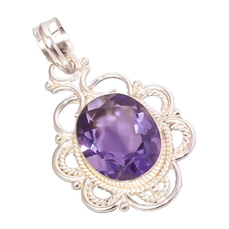 Folheado a Prata conscientização Ametista Moda Colares e pingentes