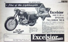 EXCELSIOR 'S9' 328cc Special Talisman Twin  Motor Cycle ADVERT : 1959 Print AD