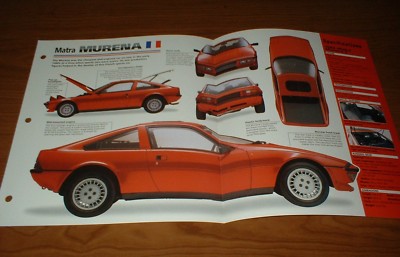 1983 MATRA MURENA S ORIGINAL IMP BROCHURE SPECS INFO 1980-83 82 81 80