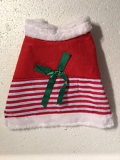 Christmas Pet Costume   Small Dog or Cat Holiday Dress, Striped Skirt, Hook/loop
