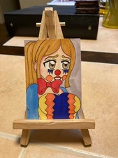 ACEO Original Mixed Media Painting Art Card ATC Pinup girl #505