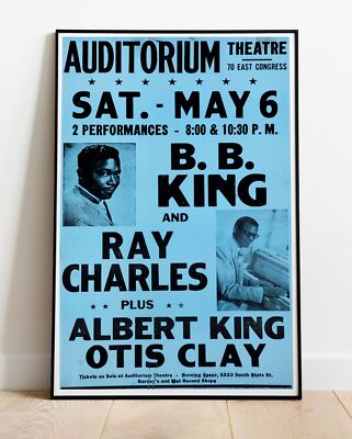 BB King Ray Charles Albert King 1972 Chicago / XXL Poster - 36''x24'' (#173)