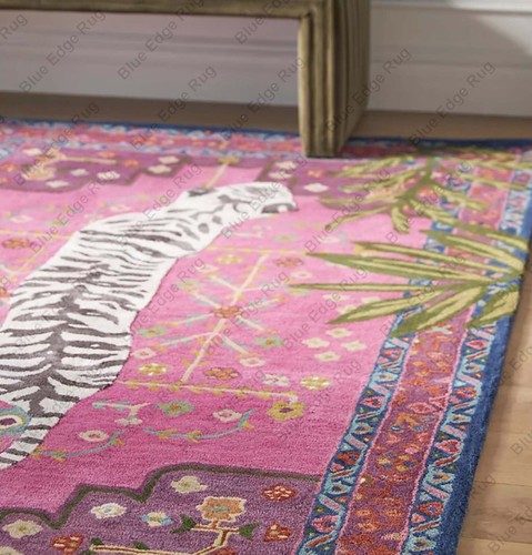 Bangal Tiger pink Area Rug - Traditional Animal Print Design with animal rug. - Picture 3 of 6