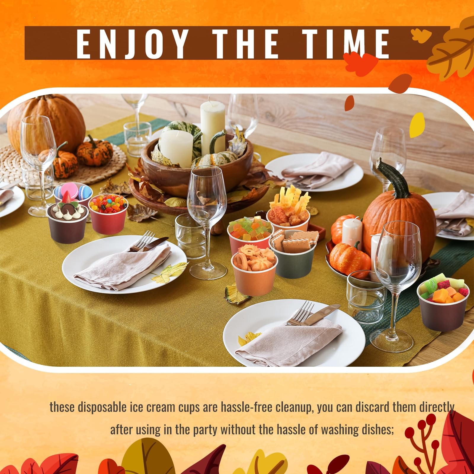 Paper Ice Cream Cups 9oz Colored Disposable Dessert Bowls for Hot or Cold Foo...