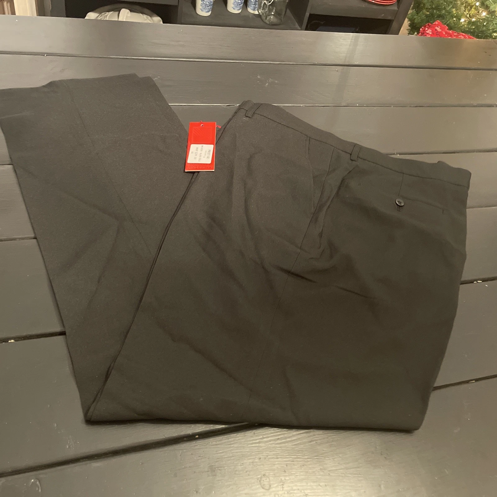 New With Tags Royal Prestige Dress Pants Mens 44 Black 100% Rayon Trouser