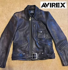 Rare Deerskin AVIREX Leather Jacket Riders Blouson Black L