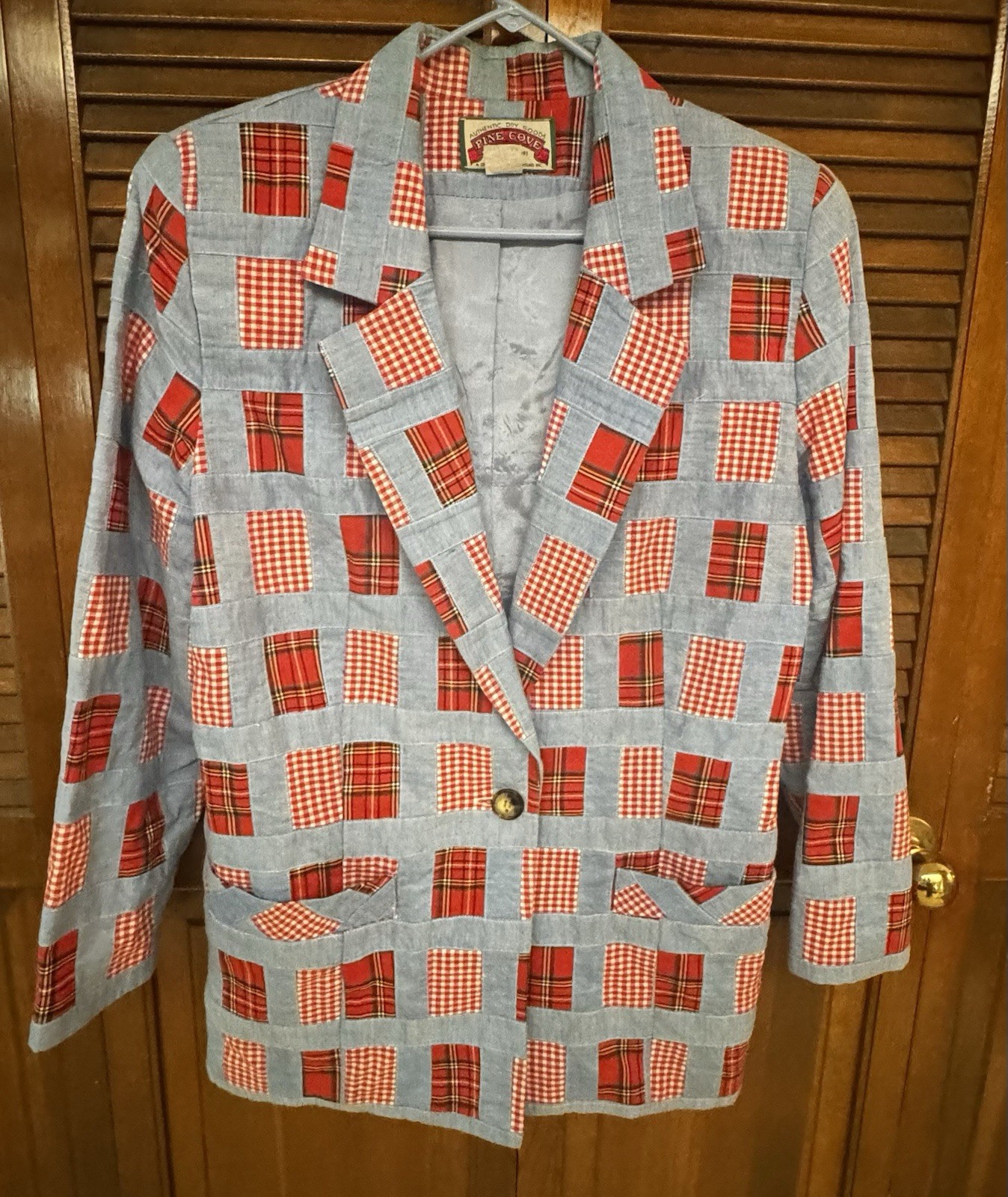 Vintage Pine Cove Patchwork Blazer Jacket Size 12… - image 1