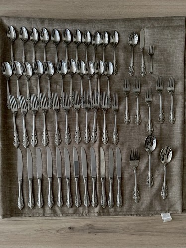 55-teiliges Wallace Antik Barock Edelstahl Besteck Set Lot-Indonesien
