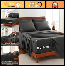 Extra Deep Pocket King Size Sheet Set - 6 Piece Luxury Bedding, Fits 21" Mattres