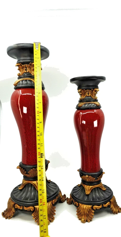 Candelabros de pilar grande Estate para 3 velas borgoña y negro Foto 3 de 3