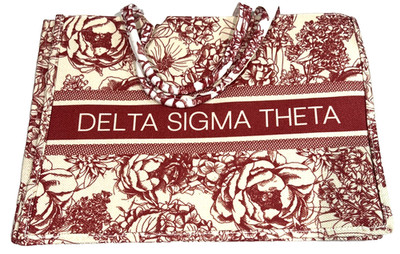 Delta Sigma Theta Canvas Tote Bag Semi-Rigid w/ Zipper 16''x 12'' x 5''