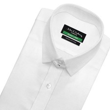 Men's White Jacquard Evening Wedding Party Dress Tom Ford Style Tab Collar Shirt