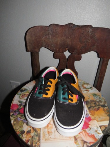 VANS Era Men's Colorblock Low Top Lace-Up Canvas Sneakers Black Teal Multi