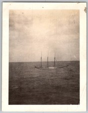 Vtg B&W Snapshot Ship At Sea Partially Submerged 1940s