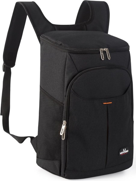 KüHlrucksack 25L Isoliert Schwarz FüR Picknick Bbq Camping AusflüGe Einkaufen-image