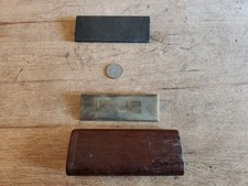 Translucent Arkansas Tapered Hone Sharpening Stone Wood Holder Vintage Plus One